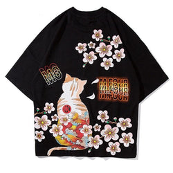 Cat Cherry Blossoms Flowers T-shirts