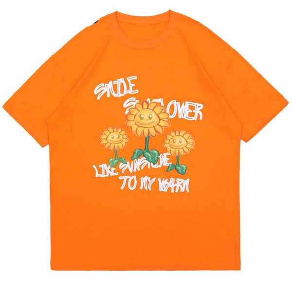 Smile Sunflowers Print T-shirts