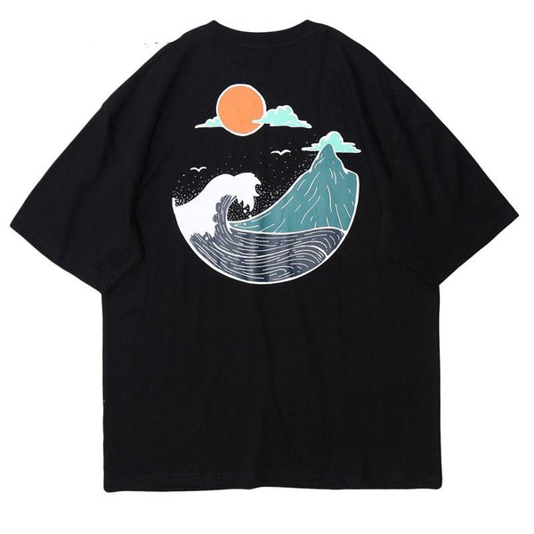 Mountain Wave Print T-Shirts