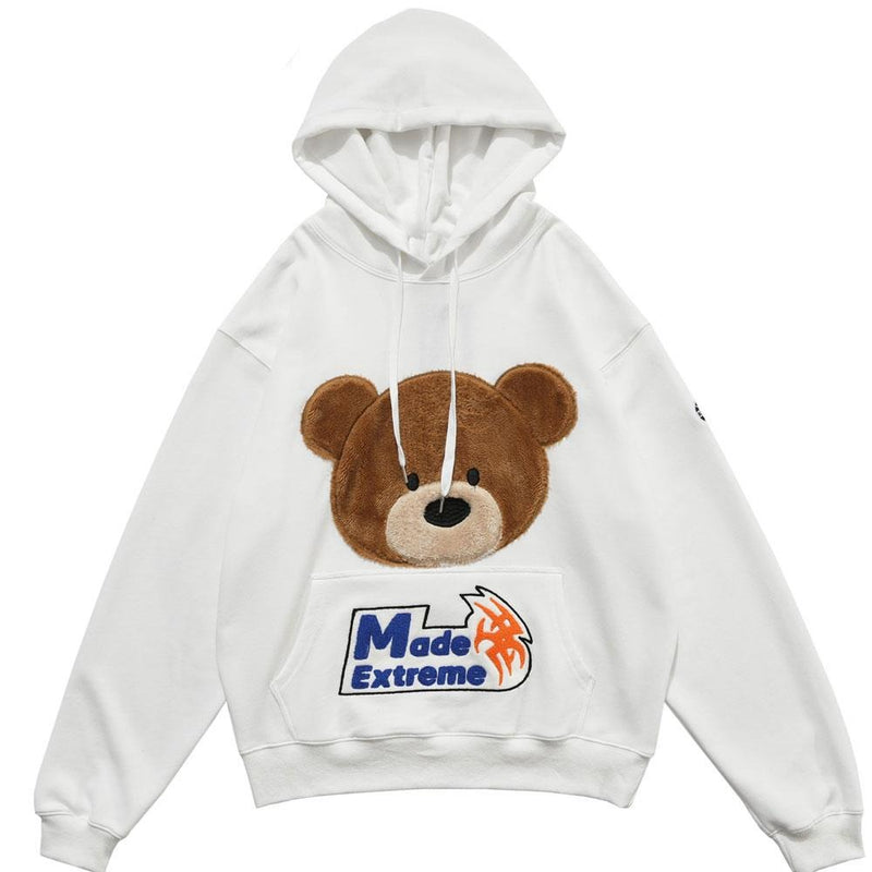 Bear Patchwork Pullover Hoodies