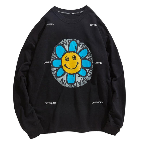 Drunk Flower Print Sweatshirts