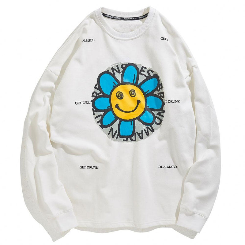 Drunk Flower Print Sweatshirts